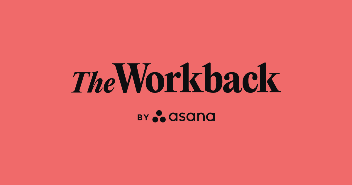The Workback by Asana wordmark with coral background